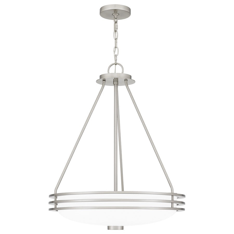 Emile 4 Light Pendant, Brushed Nickel/Etched