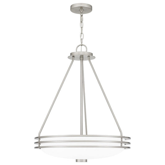 Emile 4 Light Pendant, Brushed Nickel/Etched