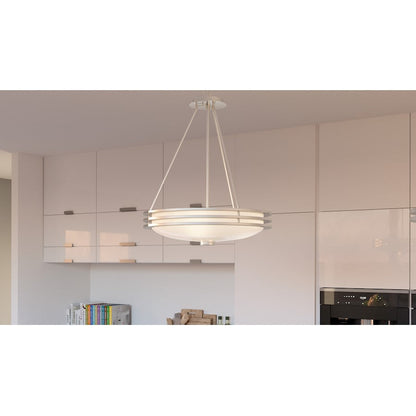 Emile 4 Light Pendant, Brushed Nickel/Etched