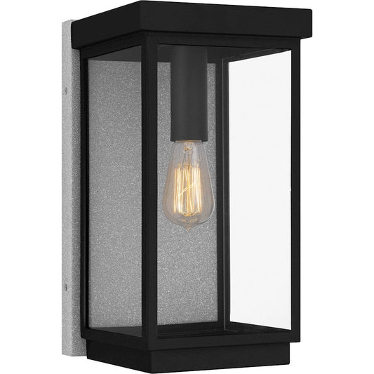 Ezra 1 Light Outdoor Lantern, Earth Black/Clear Tempered