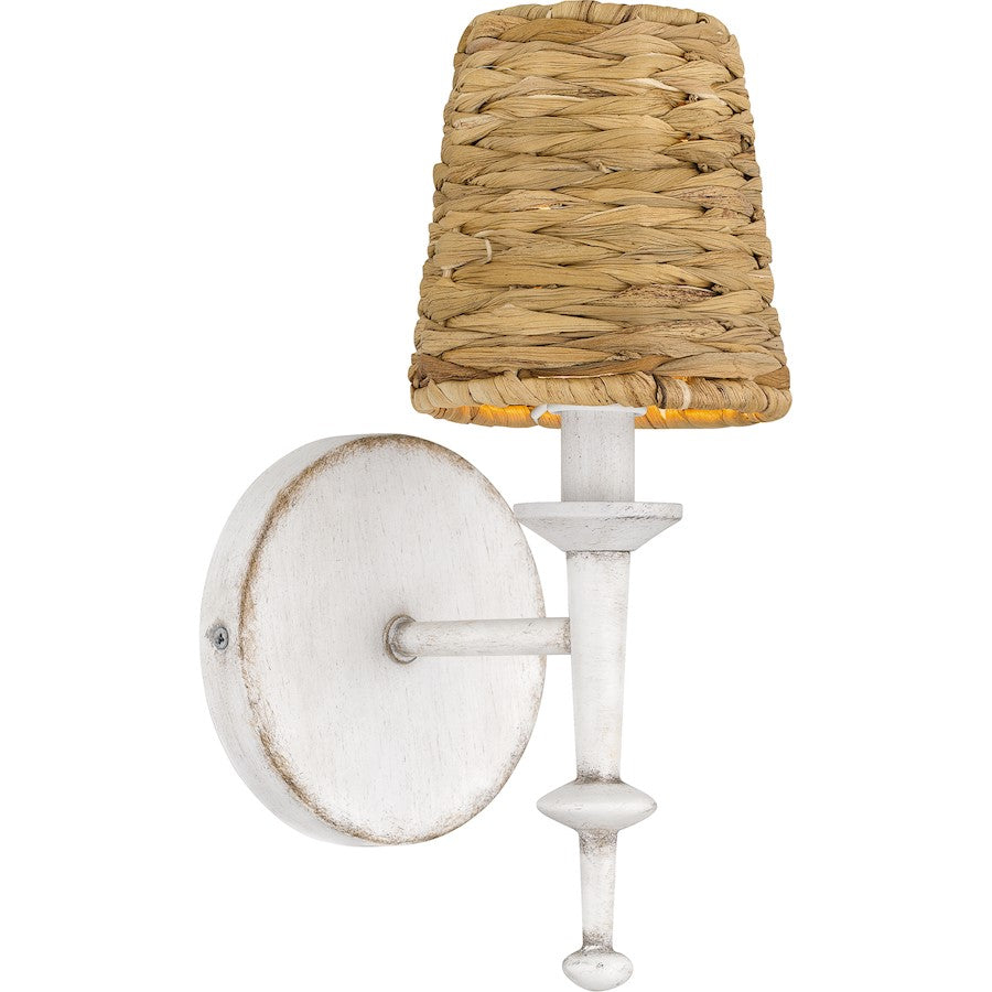 Quoizel Flannery 1 Light Wall Sconce, Antique White/Seagrass - FLA8705AWH