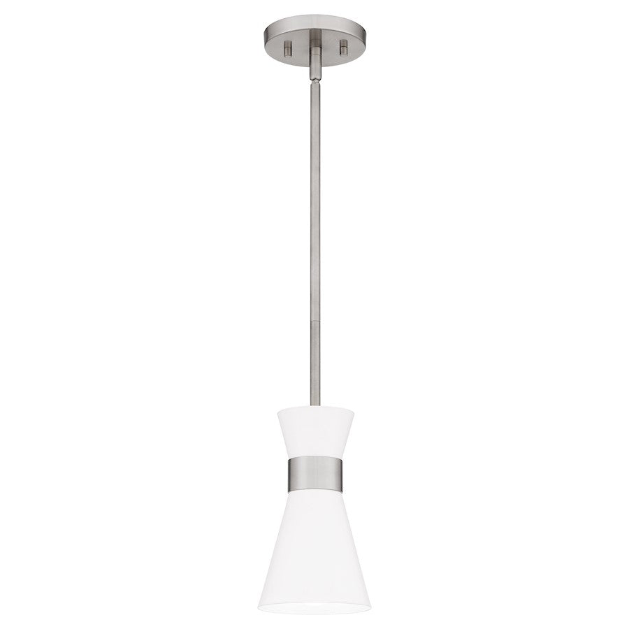 Quoizel Fremont 1 Light 9" Mini Pendant, Brushed Nickel/White Metal - FMT1505BN