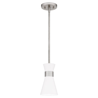 Quoizel Fremont 1 Light 9" Mini Pendant, Brushed Nickel/White Metal - FMT1505BN