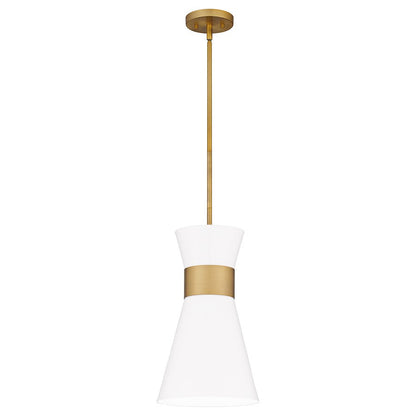 Quoizel Fremont 1 Light Mini Pendant, Aged Brass/White Metal - FMT1512AB