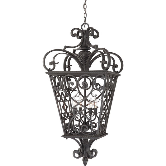 4 Light Fort Quinn Outdoor Pendant, Marcado Black