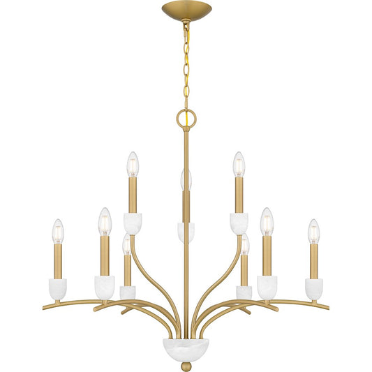 Quoizel Frida 9 Light Chandelier, Aged Brass - FRI5032AB