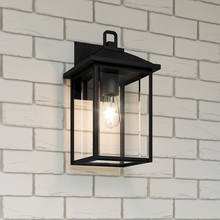 Fletcher 1 Light Outdoor Lantern, Earth Black/Clear