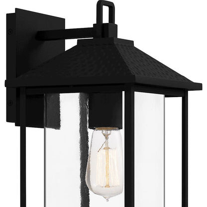 Fletcher 1 Light Outdoor Lantern, Earth Black/Clear