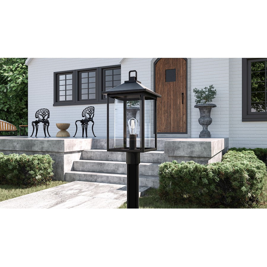 Fletcher 1 Light 21" Outdoor Lantern, Earth Black/Clear