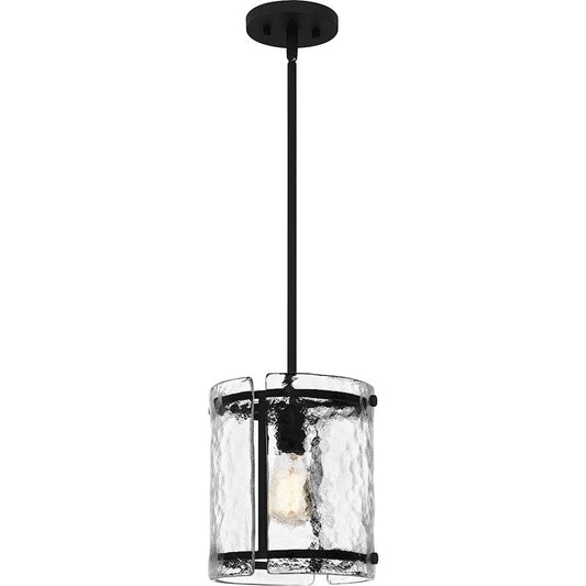 Fortress 1 Light Mini Pendant, Earth Black/Clear Textured