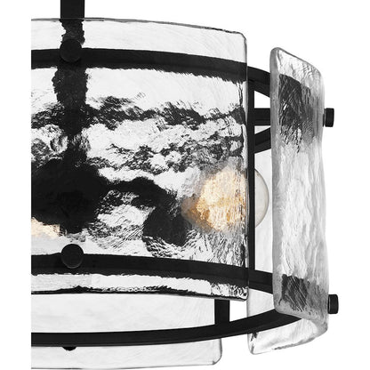 Fortress 3 Light Semi-Flush Mount, Black/Clear Textured