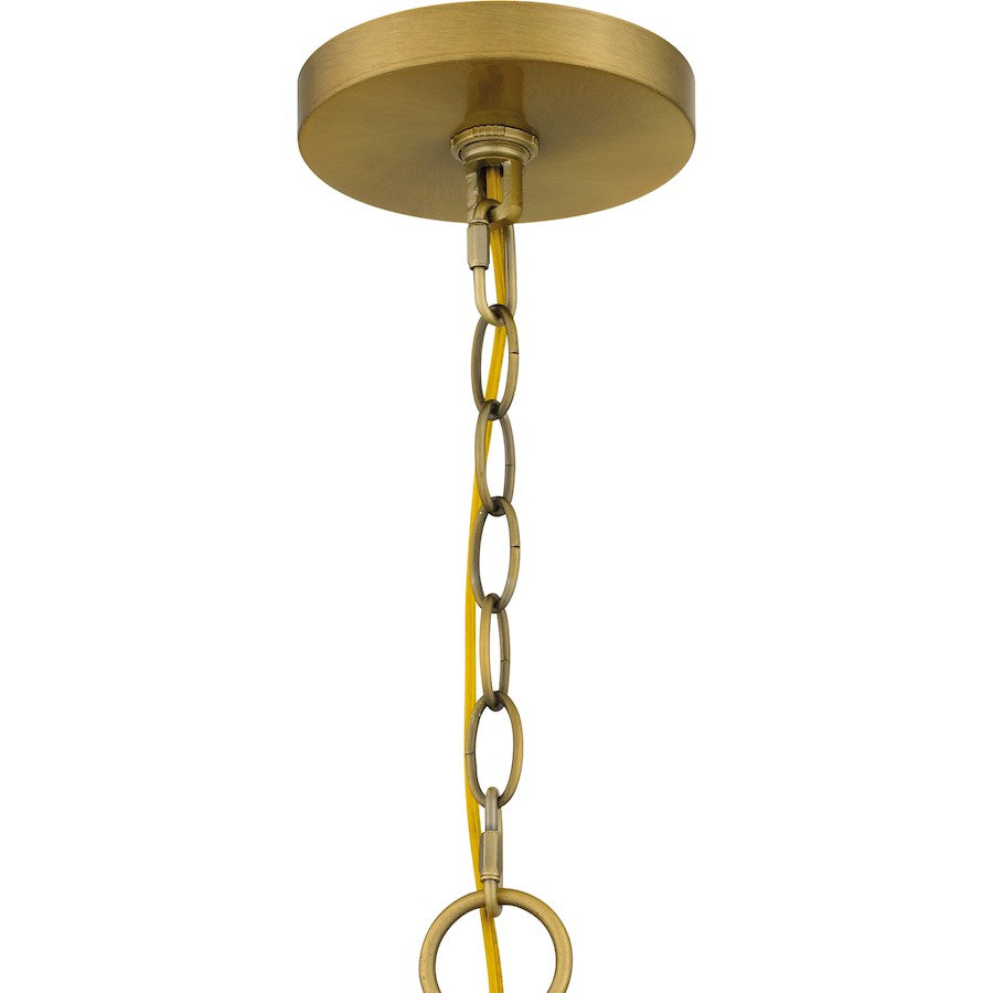 Gretchen 5 Light Chandelier, Aged Brass/Off White Fabric