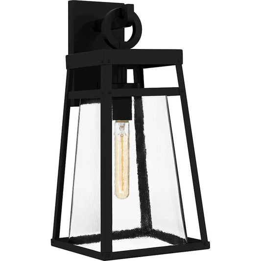 Godfrey 1 Light Outdoor Lantern, Matte Black/Clear Rain