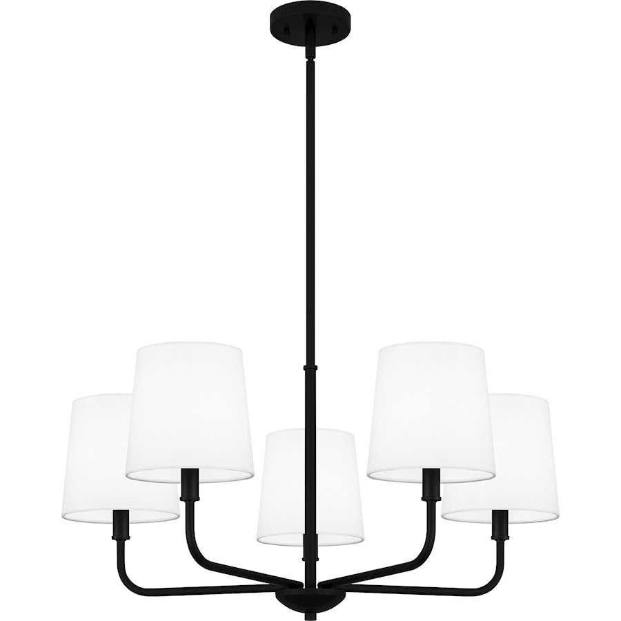 Quoizel Gallagher 5 Light Chandelier, Matte Black/White Fabric - GGR5028MBK