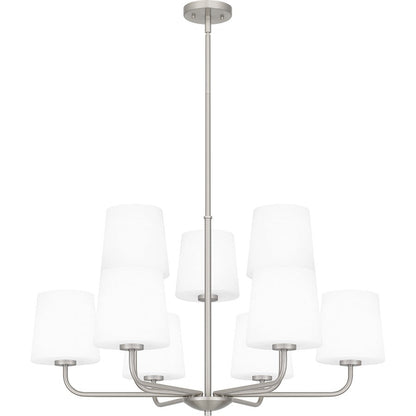 Quoizel Gallagher 9 Light Chandelier, Brushed Nickel/Opal Etched - GGR5032BN