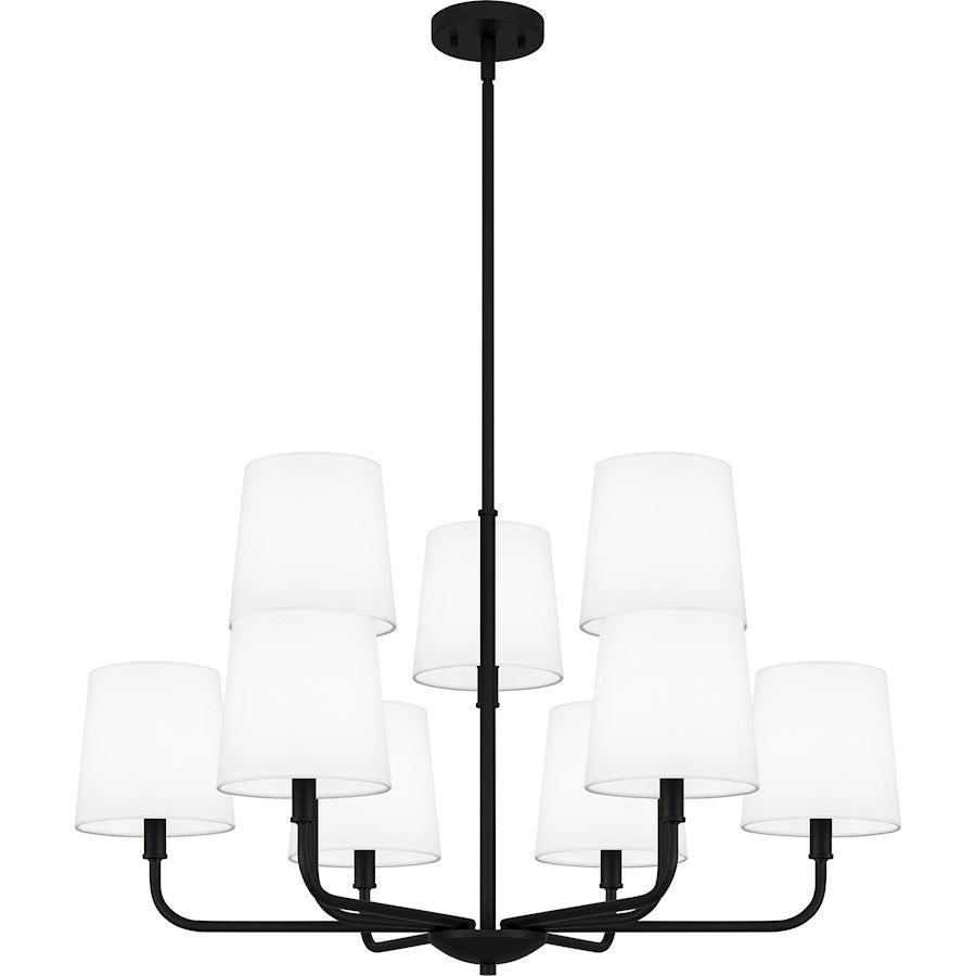 Quoizel Gallagher 9 Light Chandelier, Matte Black/White Fabric - GGR5032MBK