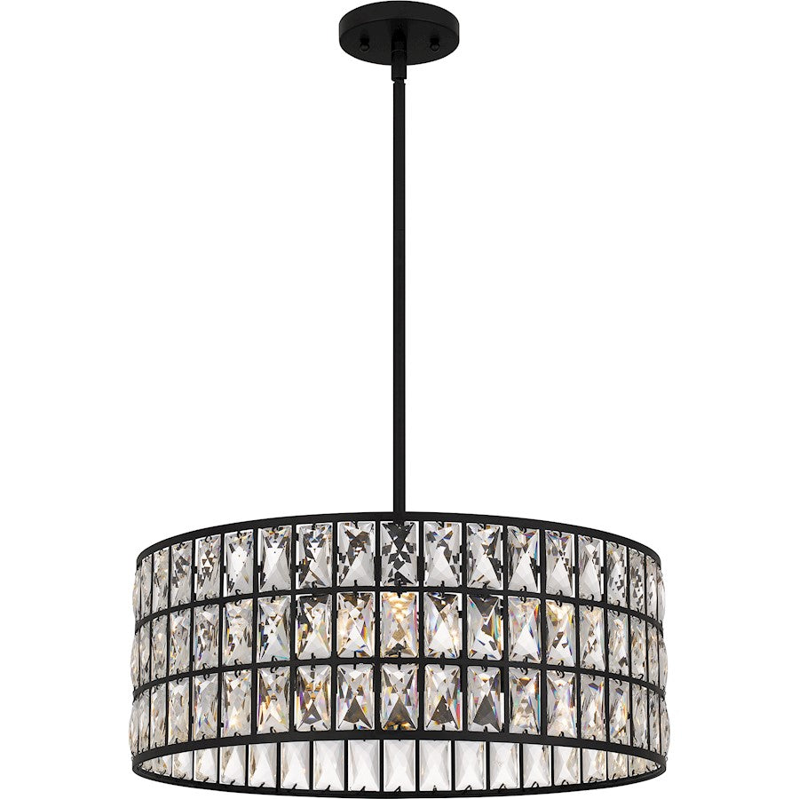 Quoizel Gibson 4 Light Pendant, Matte Black/Clear - GIB2820MBK