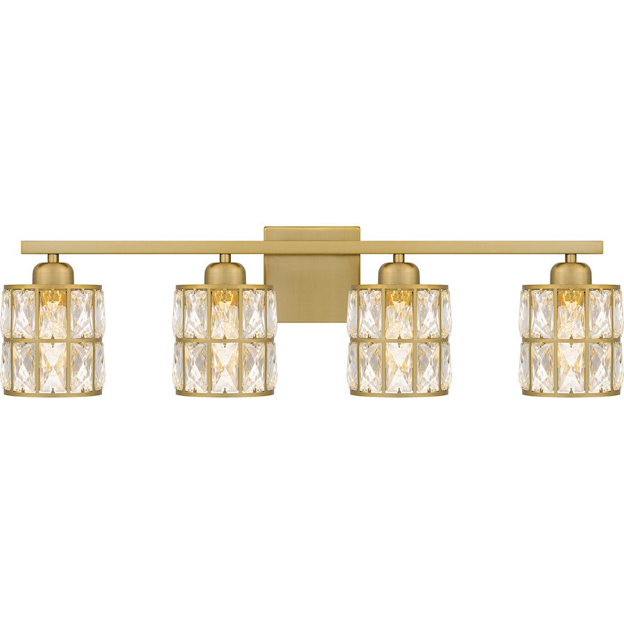 Quoizel Gibson 4 Light Bath Light, Aged Brass/Clear - GIB8630AB