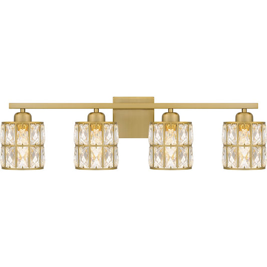 Quoizel Gibson 4 Light Bath Light, Aged Brass/Clear - GIB8630AB