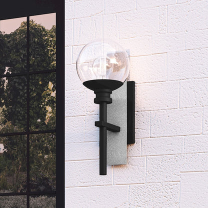 Gladstone 1 Light Outdoor Lantern, Earth Black/Clear