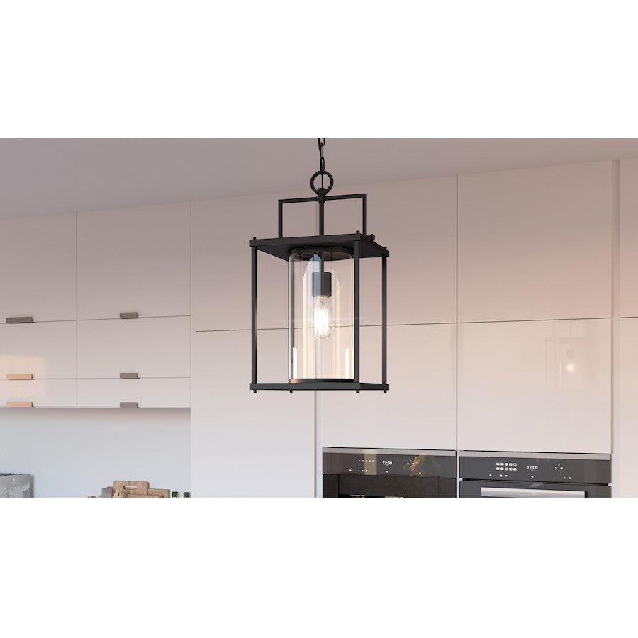 Garrett 1 Light Mini Pendant, Matte Black/Clear