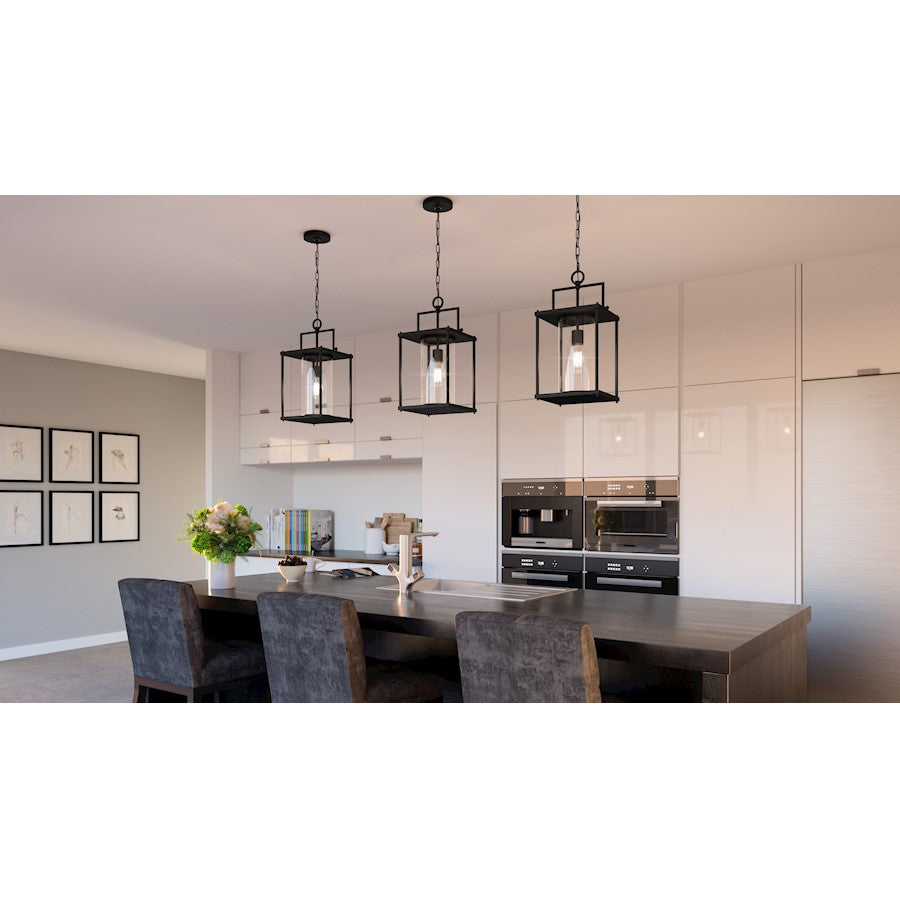 Garrett 1 Light Mini Pendant, Matte Black/Clear