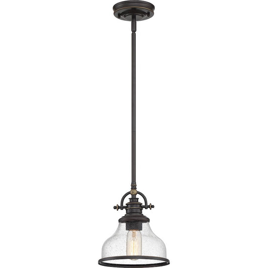 Grant Seedy Glass 1 Light Mini Pendant, Palladian Bronze