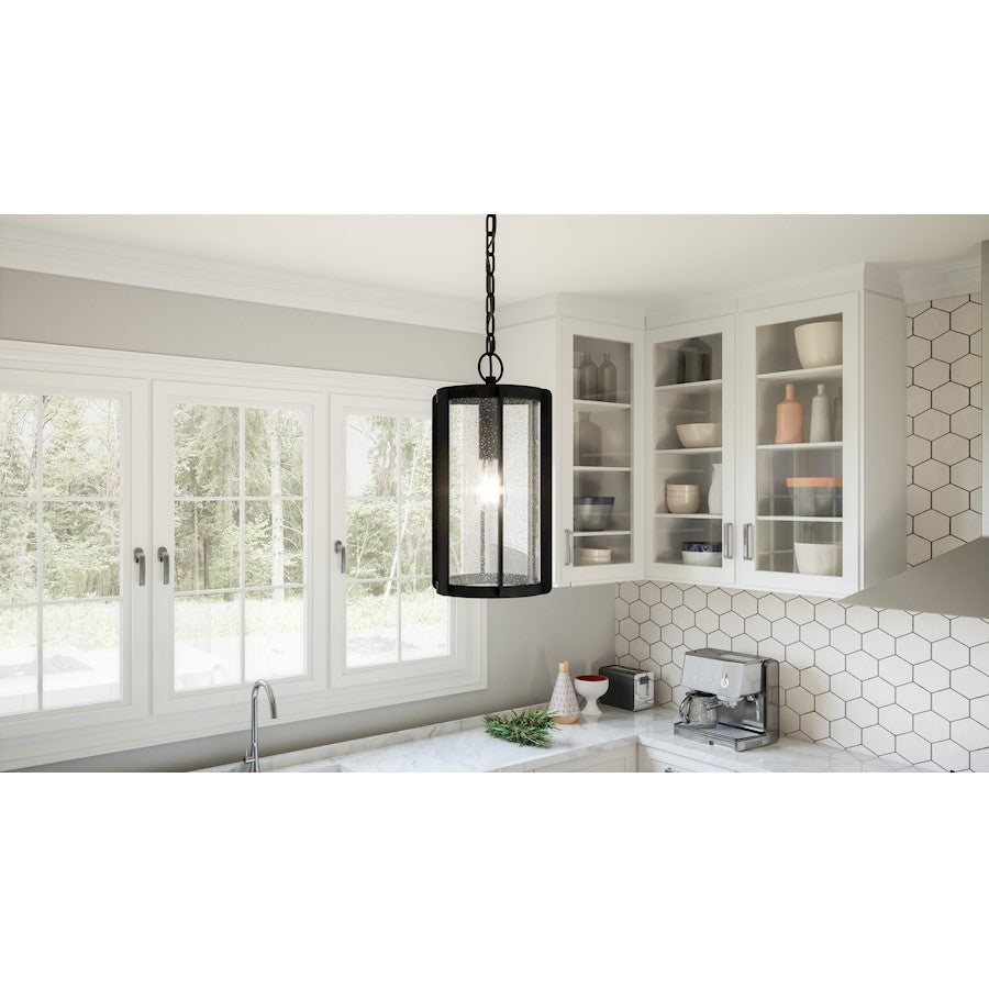 Hazel 1 Light Mini Pendant, Earth Black/Clear Seeded