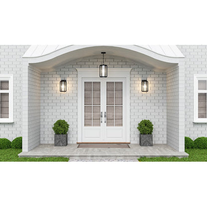 Quoizel Hazel 1 Light 17" Outdoor Lantern, Earth Black/Clear Seeded - HAZ1909EK