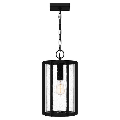 Hazel 1 Light 17" Outdoor Lantern, Earth Black/Clear Seeded
