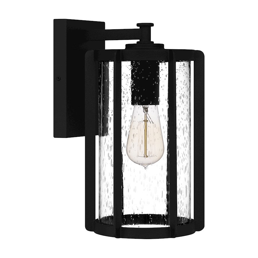 Hazel 1 Light Outdoor Lantern, Earth Black/Clear Seeded