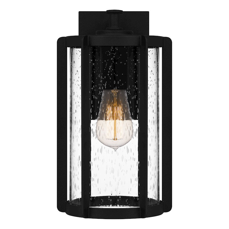 Hazel 1 Light Outdoor Lantern, Earth Black/Clear Seeded