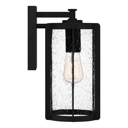 Hazel 1 Light Outdoor Lantern, Earth Black/Clear Seeded