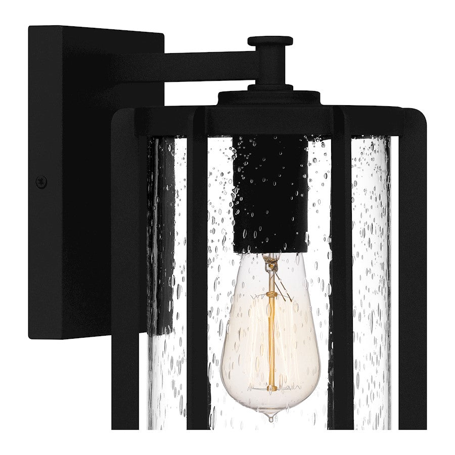 Hazel 1 Light Outdoor Lantern, Earth Black/Clear Seeded