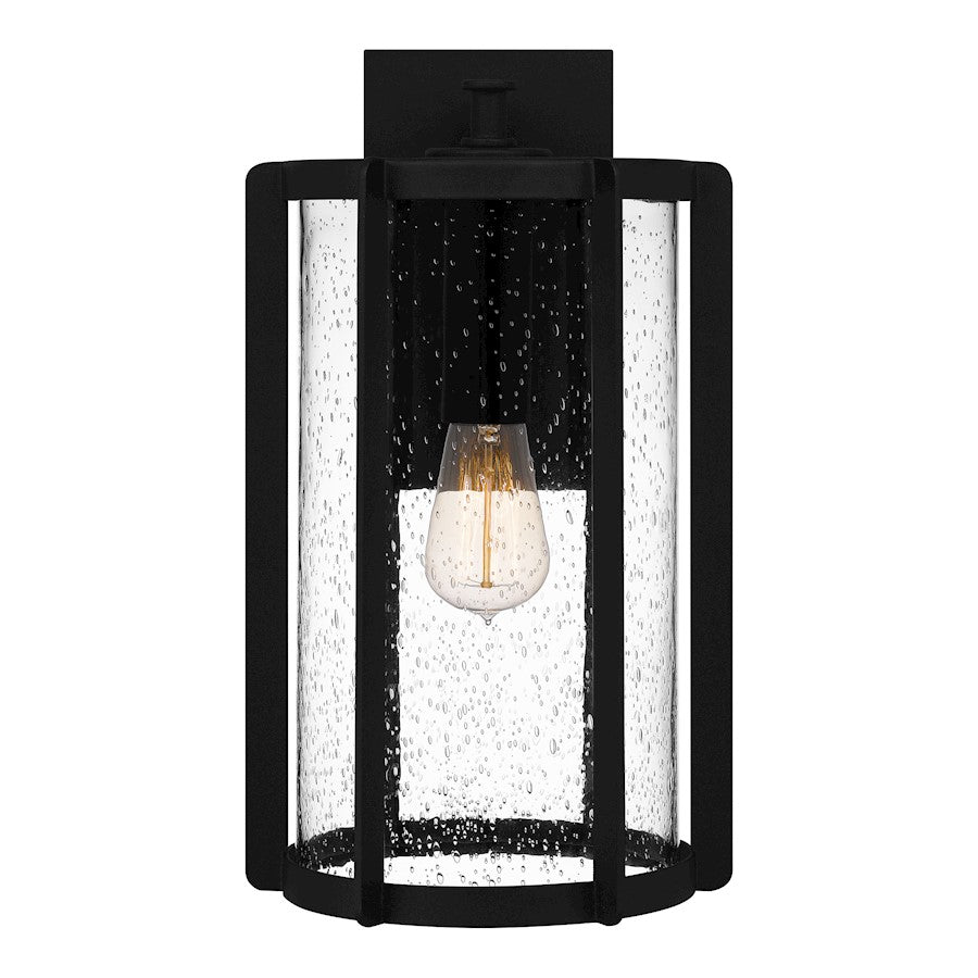 Hazel 1 Light Outdoor Lantern, Earth Black/Clear Seeded