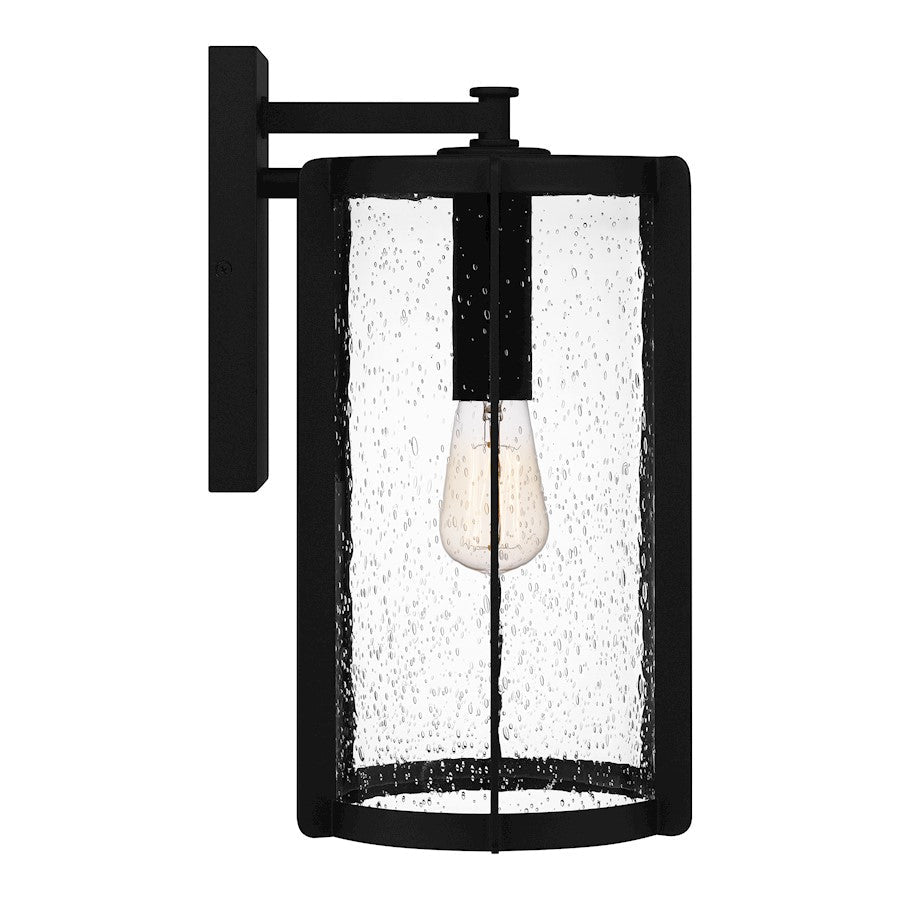 Hazel 1 Light Outdoor Lantern, Earth Black/Clear Seeded