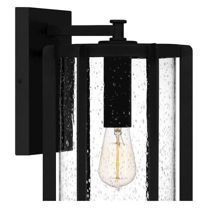 Hazel 1 Light Outdoor Lantern, Earth Black/Clear Seeded