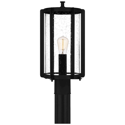 Hazel 1 Light 18" Outdoor Lantern, Earth Black/Clear Seeded