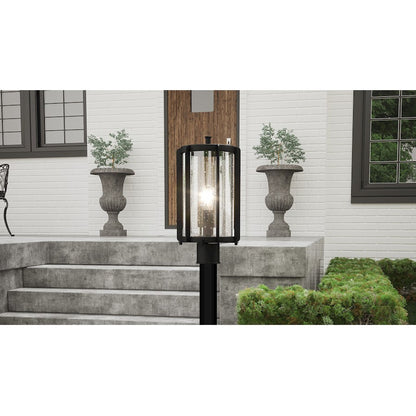 Hazel 1 Light 18" Outdoor Lantern, Earth Black/Clear Seeded