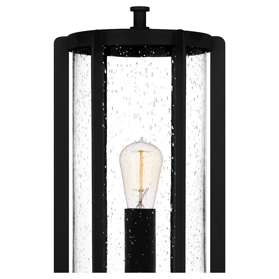 Hazel 1 Light 18" Outdoor Lantern, Earth Black/Clear Seeded