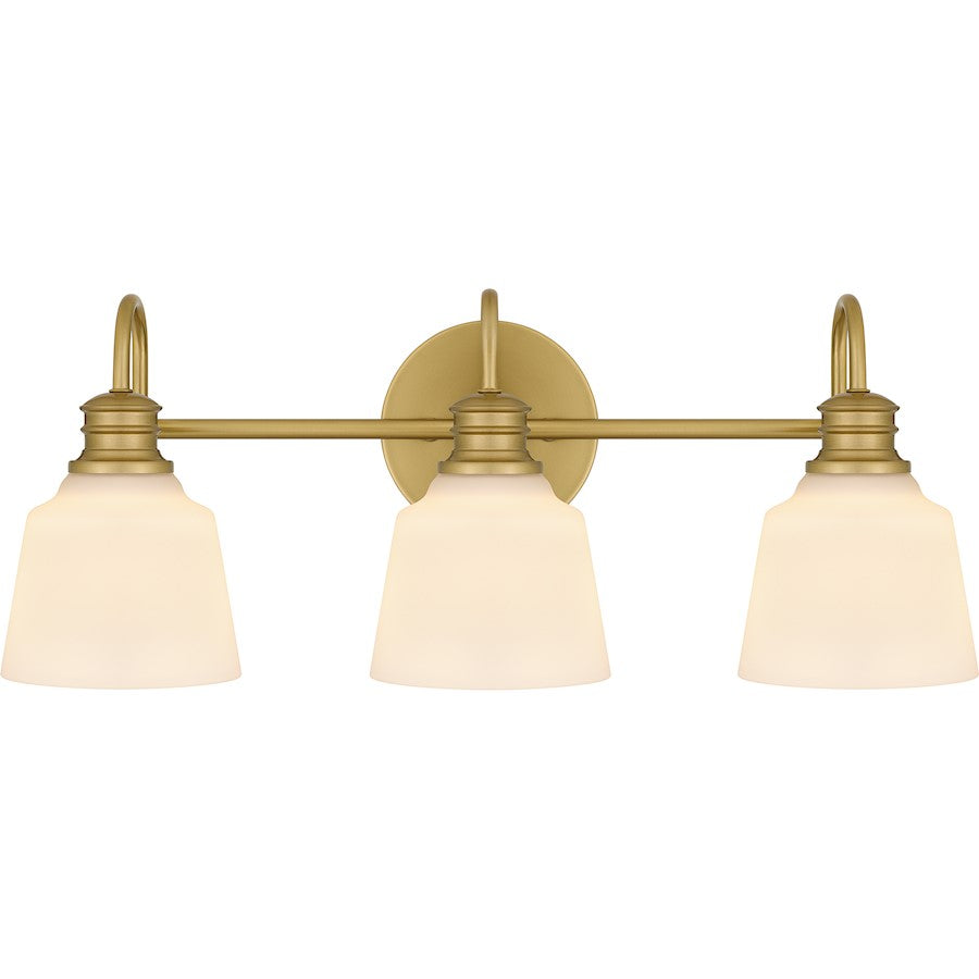 Quoizel Hinton 3 Light Bath Light, Aged Brass/Opal Etched - HIN8622AB