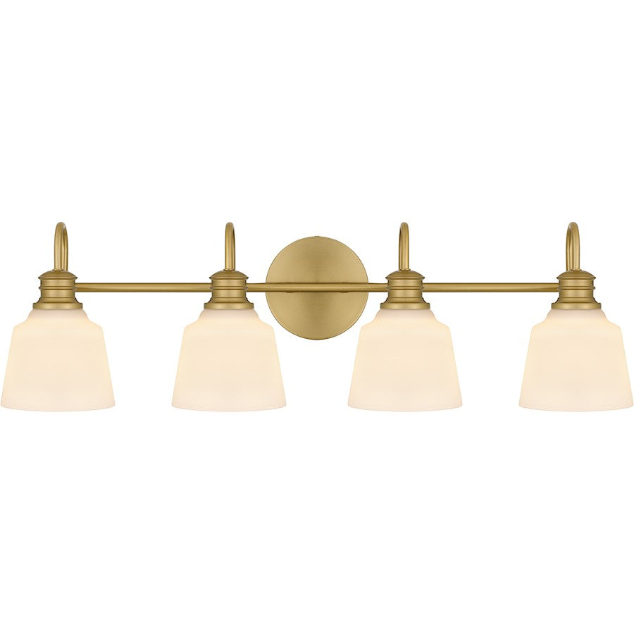 Quoizel Hinton 4 Light Bath Light, Aged Brass/Opal Etched - HIN8630AB