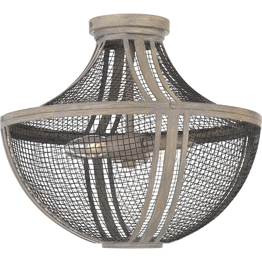 Quoizel Hallie 2 Light Semi-Flush Mount, Distressed Grey Wood - HLE1715DGW