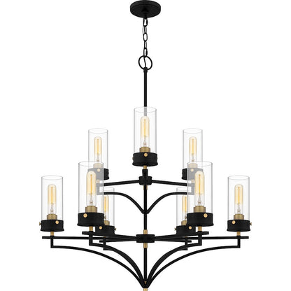 Hillside Chandelier, Matte Black/Clear Glass