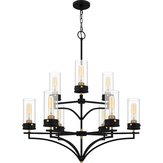 Hillside Chandelier, Matte Black/Clear Glass