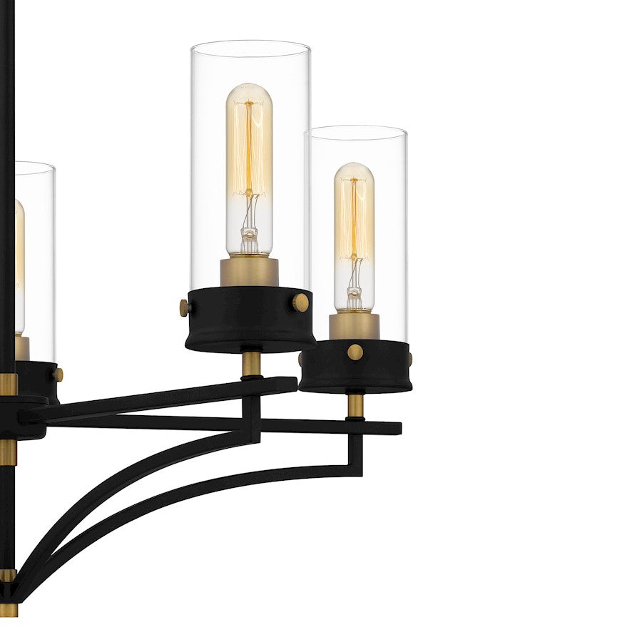 Hillside Chandelier, Matte Black/Clear Glass