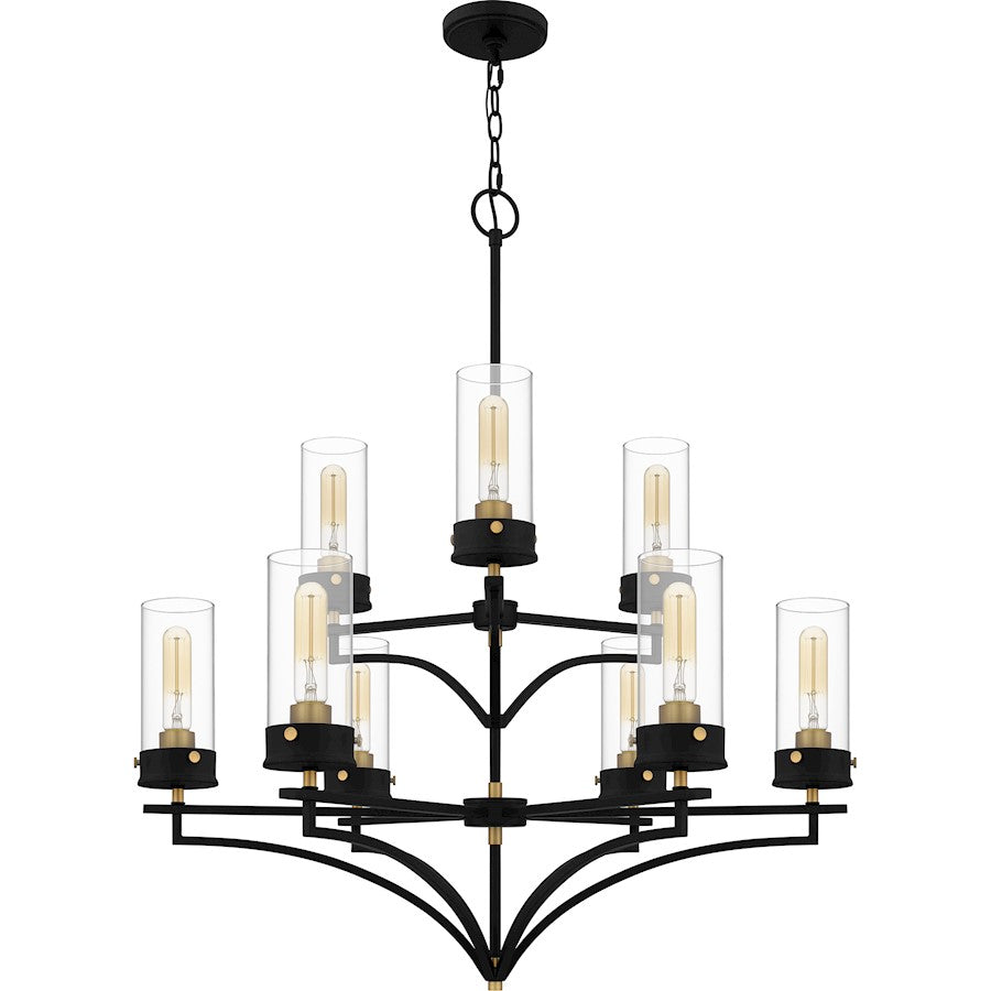 Hillside Chandelier, Matte Black/Clear Glass