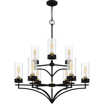 Hillside Chandelier, Matte Black/Clear Glass