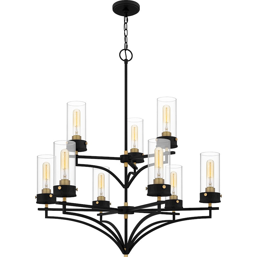 Hillside Chandelier, Matte Black/Clear Glass