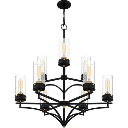 Hillside Chandelier, Matte Black/Clear Glass